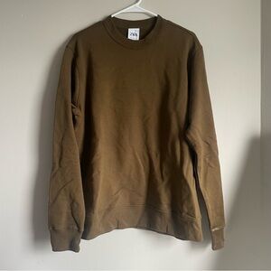 Zara Men’s Green/Brown Crewneck Sweater Classic 100% Cotton